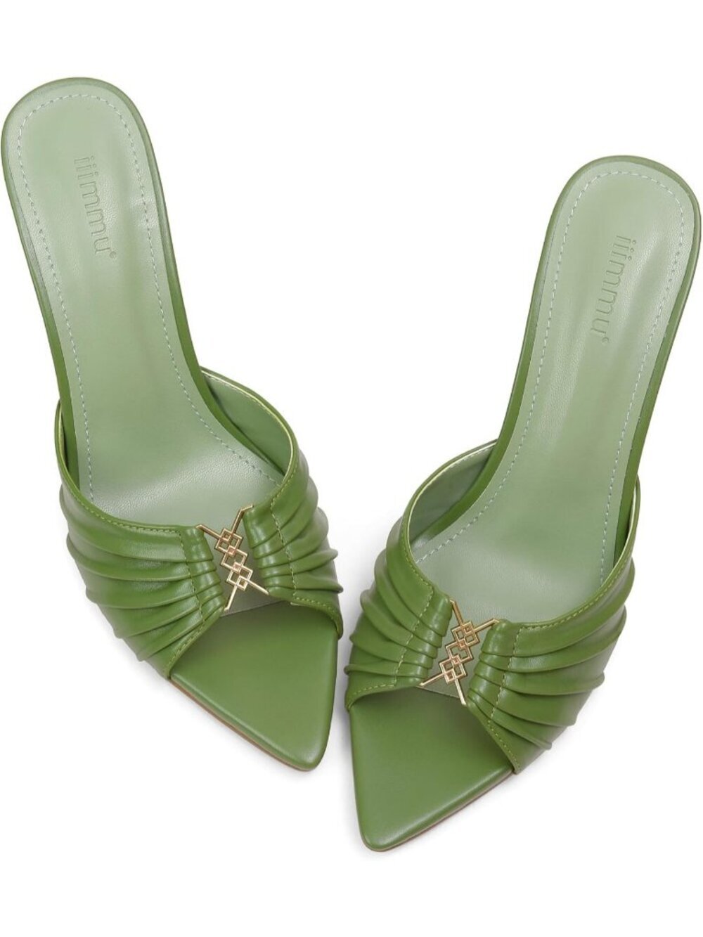 Women's Green Faux Leather Pointed Toe Stylish Elegant Comfortable High Heel